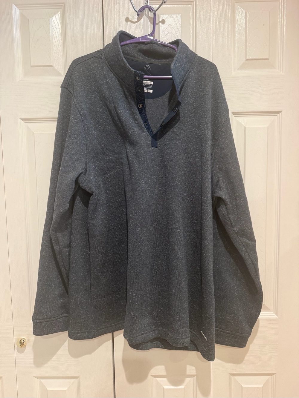 Annie Men's Dark Gray Heather Zip-Style Pullover Sweater